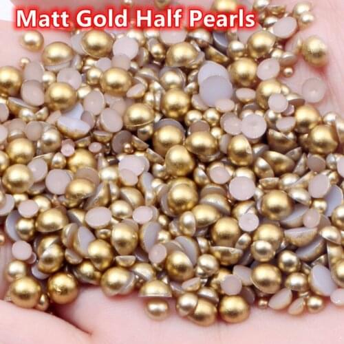 1.5mm -12mm 1440pcs Matt Pearl/Matt Silver 6mm Pearl Nail ABS Imitation Pearls Half Round Flatback Beads Nail Art DIY Decoration