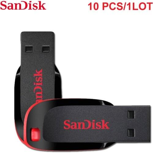 10PCS/LOT SanDisk Cruzer Blade CZ50 USB Flash Drive 128GB 64GB 32GB 16GB Pen Drive USB 2.0 Support Official Verification