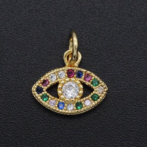 13x11mm 100% CZ Zircon DIY Jewelry Evil Eye Charm Pendant Wholesale Fashion Jewellery Pendants Necklace Making Charms
