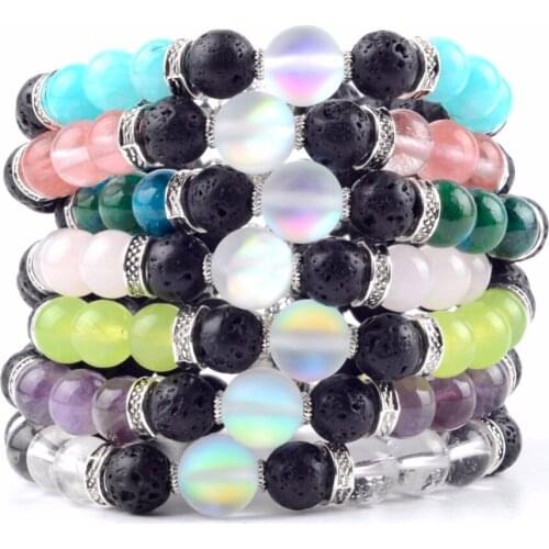 2018 Fashion Bracelets For Women Jewellery Amethysts Lava Stone Bracelet Men Wristband Jewelry Pulseira Masculina Drop shipping