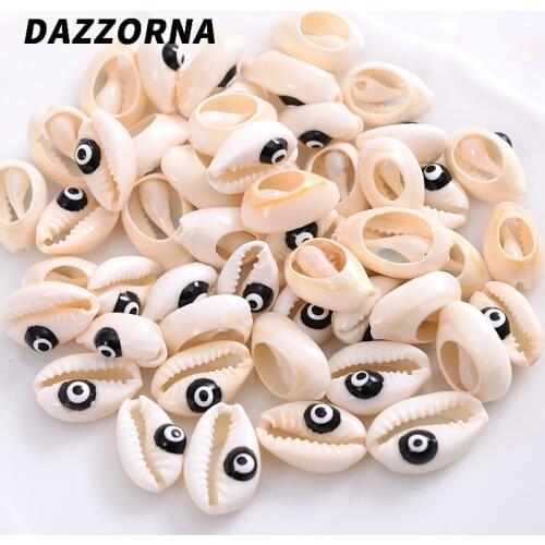 5colors 10-40Pcs/Pack Acrylic Beads With Hole Cartoon Eye Printing Shell Shape Loose Spacer Beads For Jewelry Making Handmade