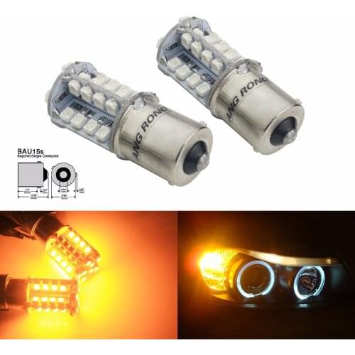 ANGRONG 2x Amber 581 PY21W BAU15s Bulb 40 SMD LED Turn Signal Front Rear Indicator Light(CA309)
