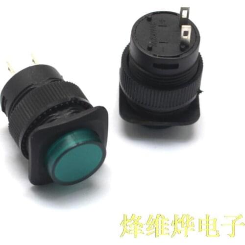 Free shipping no lock switch / self-reset switch / R16-503B Round 16MM 3A / 250V Green 10