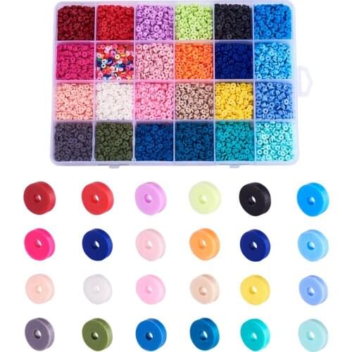 24 Colors 4mm 8mm Polymer Clay Beads Flat Round Heishi Beads Disc Chips Spacer Beads for DIY Bracelets Handmade Jewelry Making