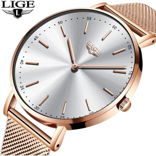 2021New Rose Gold White Women Watch Casual Quartz Watches Ladies LIGE Top Brand Female Wrist Watch Girl Clock Relogio Feminin