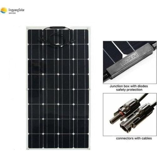 Clean, environmentally friendly 100W 12V semi-flexible curved battery solar panels, mono cell made