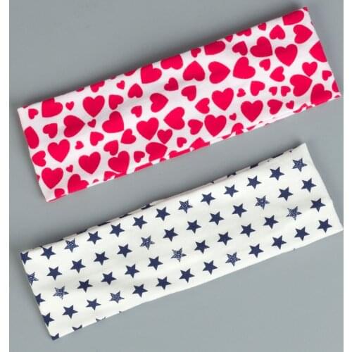Baby Boy Kids Children Cotton Stretchy Hairband Turban Wraps Accessories Personalized Star Love Print Headband for Baby Girls