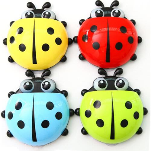 Ladybug Sucker Children Kids Toothbrush Holder Suction Hooks Toothbrush Wall Suction Bathroom Sets Bathroom Gadgets Accessories