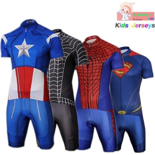 Kids Spider Man Cycling Jersey Wear Short Sleeves Cycling Set Boys Bike Clothing Ropa Ciclismo Girl Cycling Clothing Sports Suit