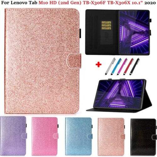 For Lenovo Tab M10 HD 2nd Gen Cover Funda for Tablet Lenovo Tab M10 HD TB X306X TB-X306F Cover 10.1 2020 Glitter Wallet Shell