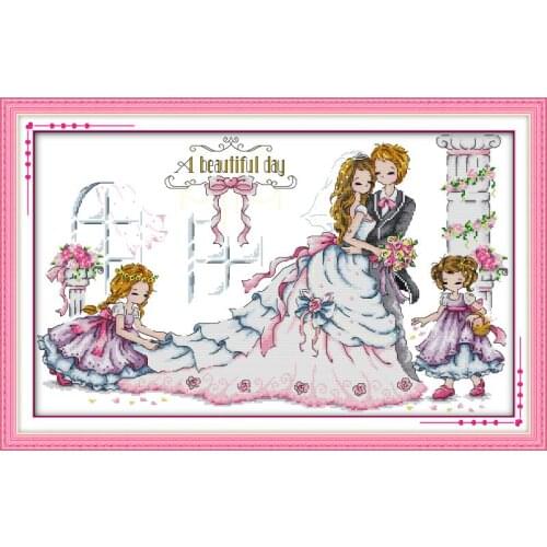 Joy Sunday Cross Stitch Stamped Kits A Nice Day 11&14CT DMC Cartoon Patterns DIY Cross-stitch Kits Embroidery Needlework Sets