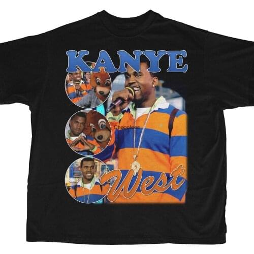 Kanye West Shirt Bootleg Rap Tee Short Sleeve Unisex Black Vintage Style T Shirt