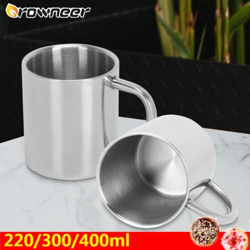 220/300/400ml Double Wall Anti Scalding Coffee Mug Insulated Portable Stainless Steel Polishing Beer Tea Juice Drinking Cup