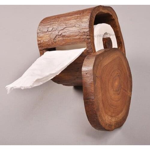 Southeast Asia Solid Wood Tissue Box Creative Wall-mounted Tissue Box Retro Crafts Toilet Paper Box Roll Holder Household Goods