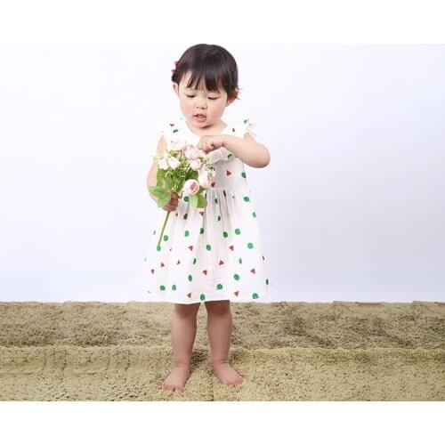 Summer Kids Dresses For Girls Casual Wear Frill Sleeve Girl Dress Children Boutique Clothing Fruit Baby Party Clothes Vestidos