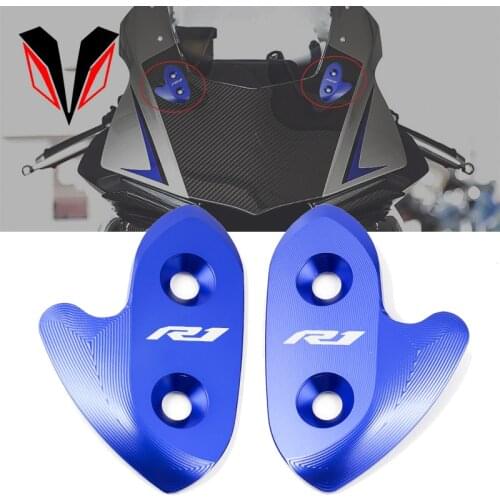 With Logo 'R1' Motorcycle Windscreen Windshield Driven Mirror Hole Cover For Yamaha R1 YZF R1M YZF-R1 2015 2016 2017 2018 2019