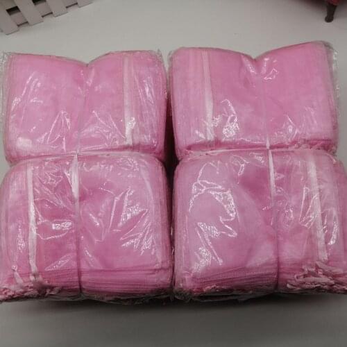 Wholesale 100 pcs Pink Organza Drawstring Bags Jewelry Pouches Christmas/Wedding/Gift Packing Bags 7x9 9x12 10x15 13x18 15x20