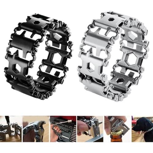 29 in 1 Multifunctional Tread Bracelet Stainless Steel Outdoor Bolt Driver Kits Travel Friendly Wearable Hand Tools Dropshipping