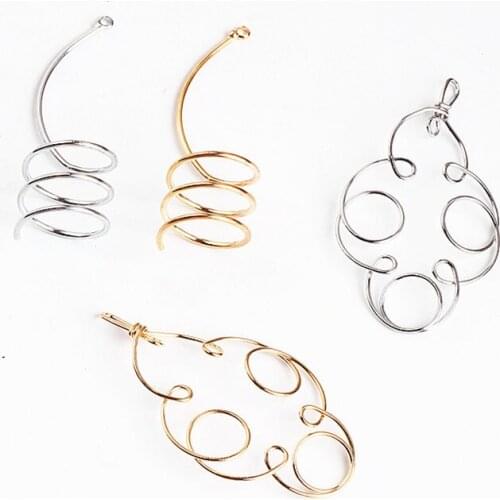 6pcs Trendy Creative Winding Clouds Spiral Copper Wire Statement Earrings For Women Material Pendant Diy Jewelry Accessories