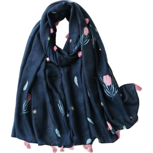 Fashion Scarves For Women Tassel Shawls Wraps Ethnic Style Scarf Female Sun Protection Beach Hijab Print Cotton And Linen Stole