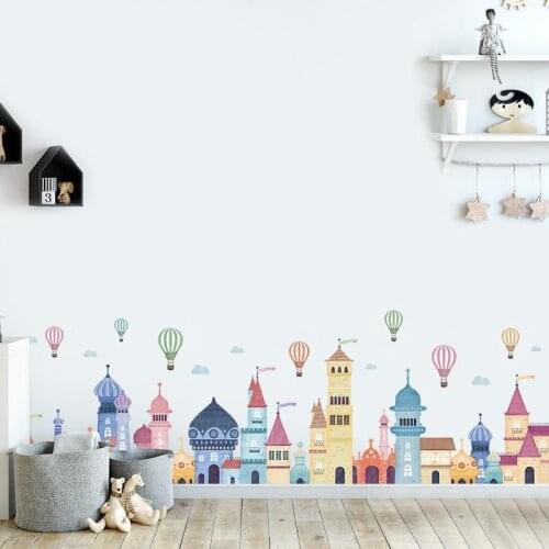 Cartoon Castle Wall Stickers Self-adhesive Kids Room Bedroom Wall Decoration Kindergarten Decor Wallstickers Pegatinas De Pared
