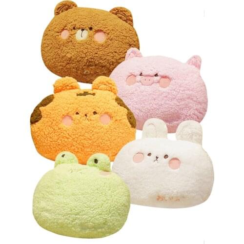 Cuddly Cartoon Pillow Ball Cuddler Fluffy Cotton Throw Pillow Hug Ball Sofa Bedroom Ornament Rabbit Pig Frog Tiger Bear Pillows