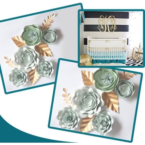 DIY Paper Flowers Rose Leaves Set For Wedding Backdrops Decorations Nursery Wall Deco Crafts Floral Decor Birthday Table Dessert