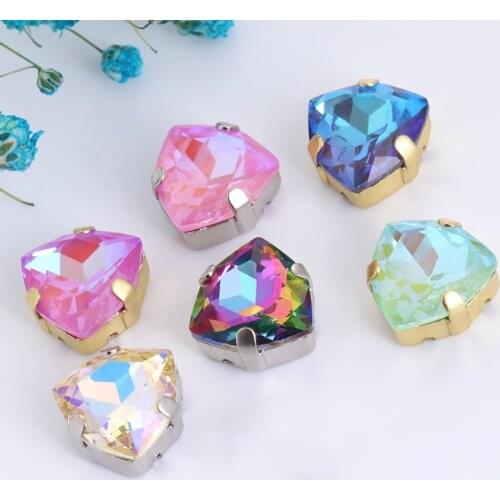 XIAOPU Trilliant K9 Glass Rhinestone Claw Sets Colorful Shining Flatback Strass Settings Sew on Clothing Crafts DIY Jewelries