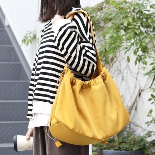 Raged Sheep Nylon Girls Large Capacity Women Shopping Tote Solid Color Ladies Eco Reusable Casual Shoulder Messenger String Bag