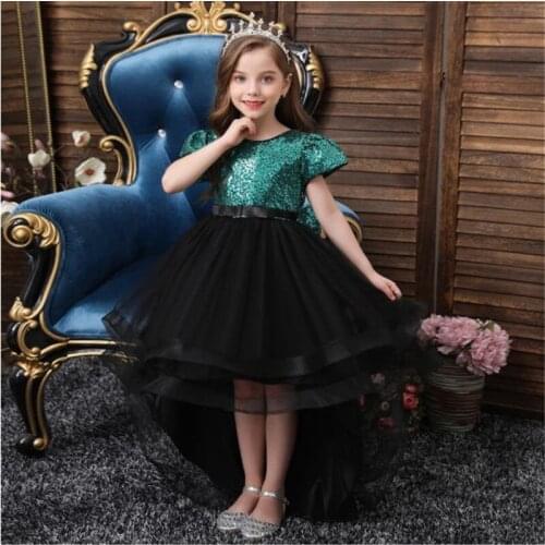 New Arrival Sequins Top Girls Birthday Gown Tutu Princess Dress Flower Girls Children Clothing Kids Party Girl Clothes
