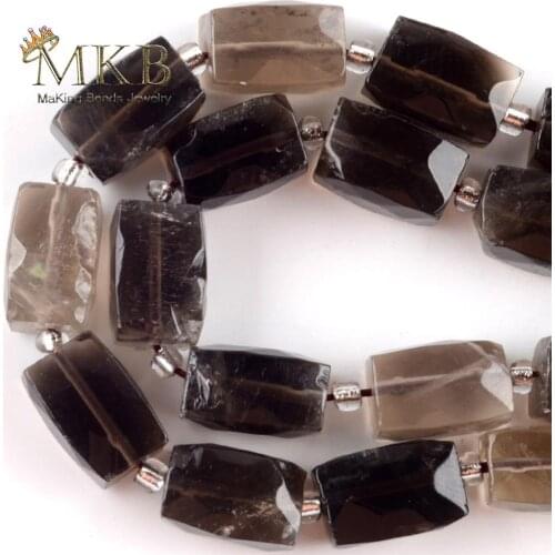 Natural Stone Smoky Quartzs Faceted Column Beads Spacer Loose Beads For Jewelry Making DIY Handmade Bracelets Jewellery 15inches