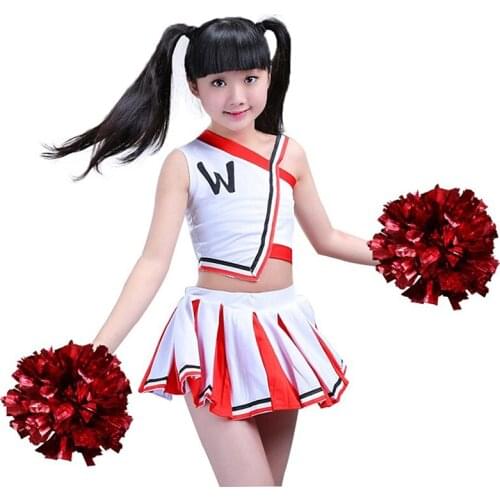 Features Student Cheerleader Team Dance Costumes School Gymnastics Aerobics Clothes White Girl Jazz Street Dance Wear Skirt