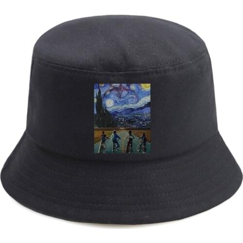 Funny Stranger Things Print Panama Bucket Hats Summer Fashion Woman Outdoor Sunscreen Fisherman Caps 2020 Mens Hip Hop Black Hat