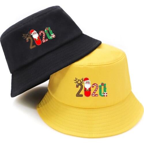 Sun Prevent Santa Claus Man Bucket Hat Headwear Ladies Fishing Hats 2020 Christmas Funny Bucket Caps Casual Yellow Panama Chapeu