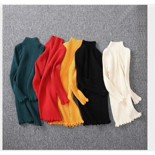 Teenager Girls Turtleneck Sweater Dresses 2019 New Year Spring Autumn Fall 2-12Yrs Kid Girl Thick Winter Knitwear Princess Dress