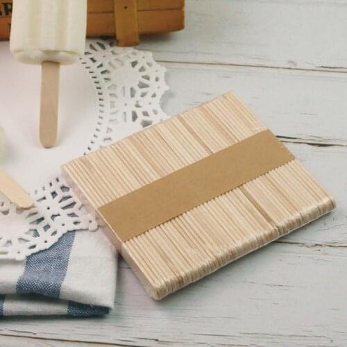 50pcs New High Quality Craft Flat Wooden Ice Cream Popsicle Stick DIY Handicraft Art Handwork Art Crafts Kitchen Accessories