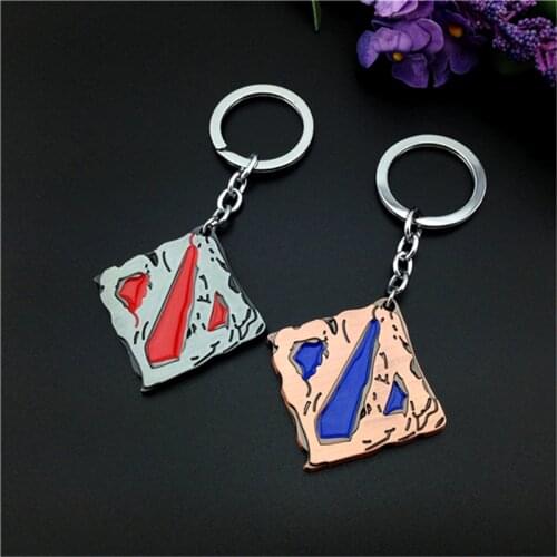 Gift DOTA 2 Logo Metal Pendant Brand Keychains Key Ring Color Blue Red