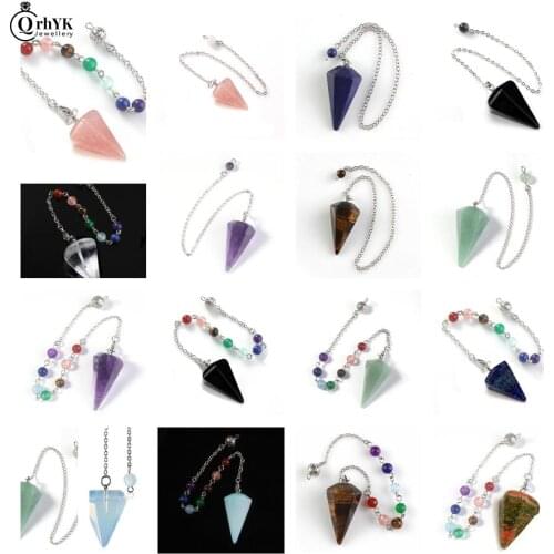 1pc 2.1CM*1.4CM Flower of Life Dowsing Pendulum for Divination Cone Natural Crystal Pendant