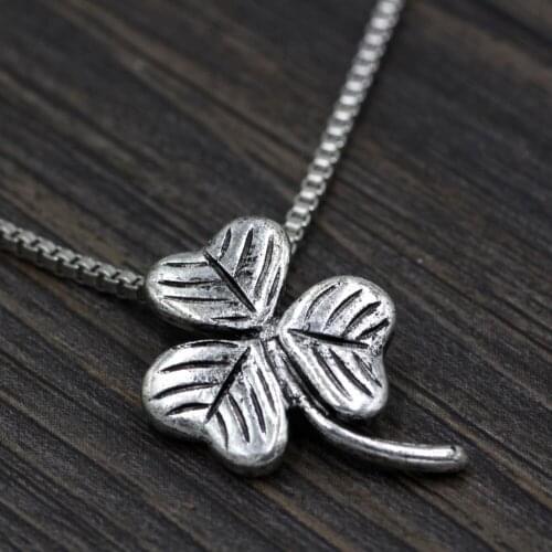 Shamrock Charm Necklace Alloy Clover Necklace Clover Pendant Saint Patricks Day Jewelry Lucky Charm Necklace Leaf Charm