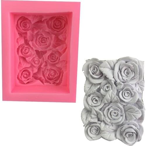 Rectangular rose flower silicone mold Wedding Handmade Soap Gypsum Epoxy Adornment Decoration Mould