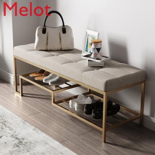 Luxury Custom European-Style Home Metal Shoe Changing Stool Home Fashion Creative Floor-Type Sitting Storage Shoe Rack