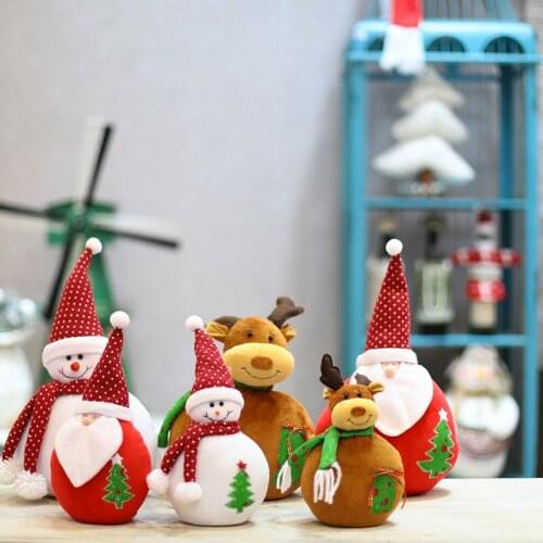 Christmas Plush Old Man Elk Snowman Cloth Doll Gift Hotel Shopping Mall Scenery Tabletop Layout Props Ornaments Home Decoration