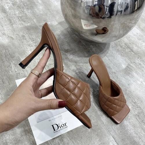 9CM Ladies Sandals Brand Design Women Elegant Square Sandaly Toe Thin High Heels 9CM Summer Outdoor Beach Shoes for women
