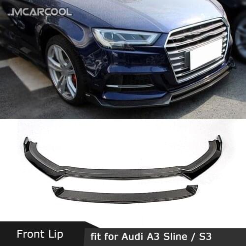 For Audi A3 Sline S3 Sedan 2017-2019 KL Style Front Lip Spoiler Carbon Fiber Head Bumper Chin Protector