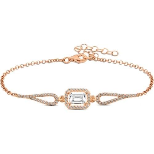 Tevuli 925 Sterling Silver Rose Rectangular Baguette Bracelet