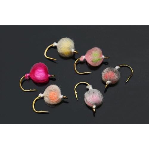 Tigofly 12 pcs/lot 6 colors realistic Nuke Egg Fly Glo Bug Fly Fishing Flies Lures Size 2