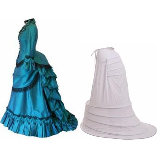 Women Rococo Victorian Civil War Wedding Dress Cosplay Petticoat Crinoline Underskirt White Cage Frame Pannier Bustle