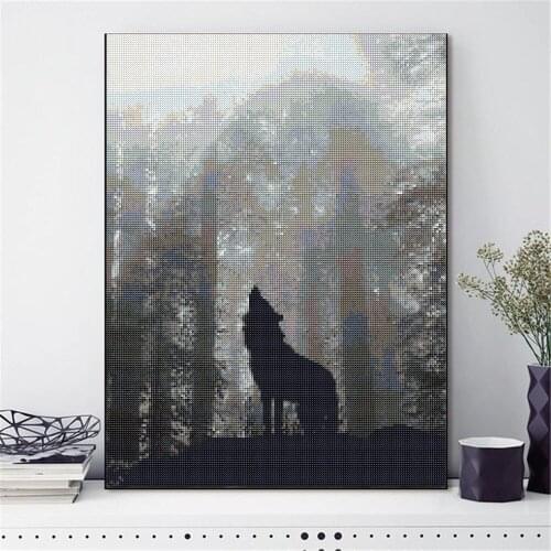 Wolf Full Round Diamond Painting Cartoon Characters Painting Embroidery Animal Diamond art Mosaic Cross Stitch Home Wall Decor