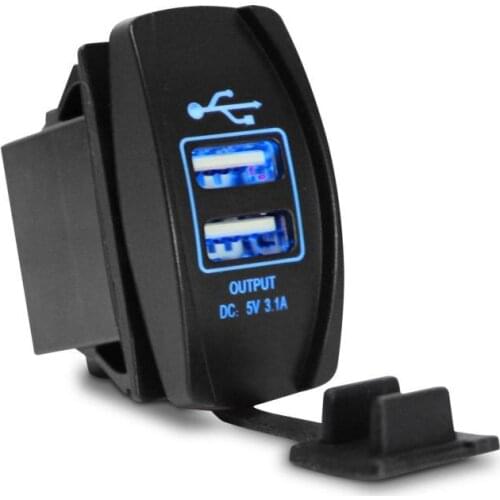 For IPhone Sumsung Mobile Phone Chargers DC12V 3.1A Waterproof Dual Car USB Charger LED Socket Outlet