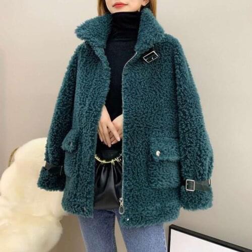 Women 2021 Autumn Winter New Real Lamb Fur Coats Female Genuine Granular Sheep Shearing Jacket Ladies Casual Warm Outerwear U620
